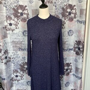 Old Navy Blue Ribbed Sweater Dress with Mock Neck